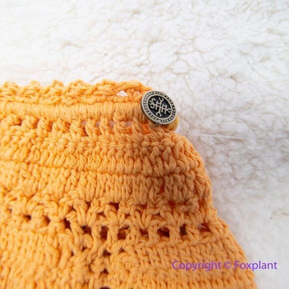 NEW She Made Me Essential High-Waisted Crochet Bikini Bottoms Orange, size L - Picture 8 of 13